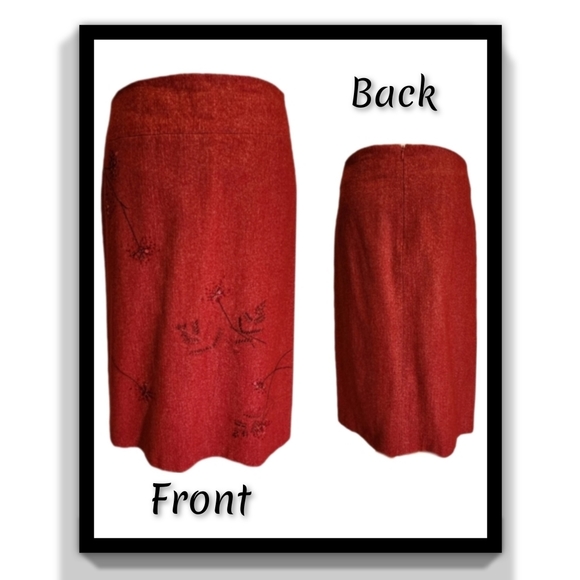 BCBGMaxAzria Wool-Blend Pencil Skirt with Stitch Embroidery - Picture 11 of 16